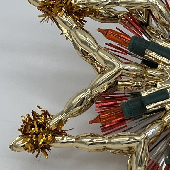 Vintage Christmas Star Tree Topper 10 Light Tinsel Orange Gold Retro - Picture 10 of 15